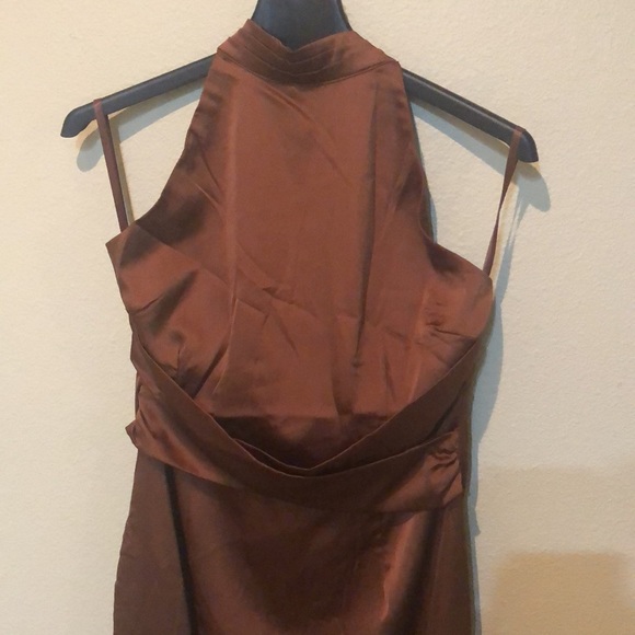 Brown Satin Fashion Nova Spilt Dress - Picture 2 of 5